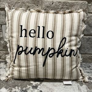 NEW Striped 'Hello Pumpkin' Throw Pillow